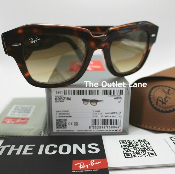 Model Display RayBan State Street Tortoise RB2186 Gradient Brown - Picture 2 of 16